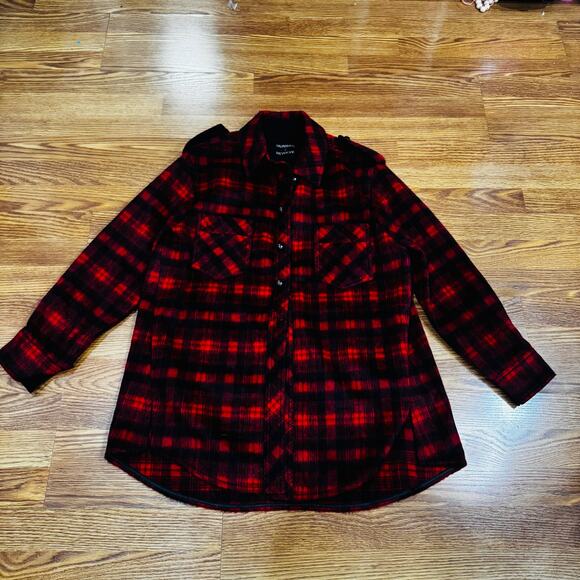 DUNDAS x REVOLVE Red Grunge LONDON OVERSIZED SHIRT small - Picture 9 of 14